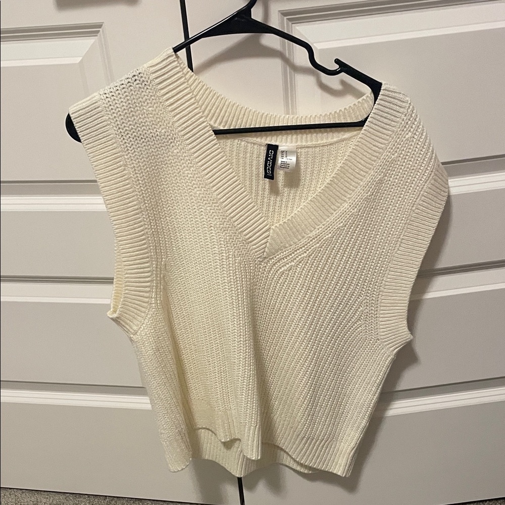 Divided Cream Knit Sleeveless Top